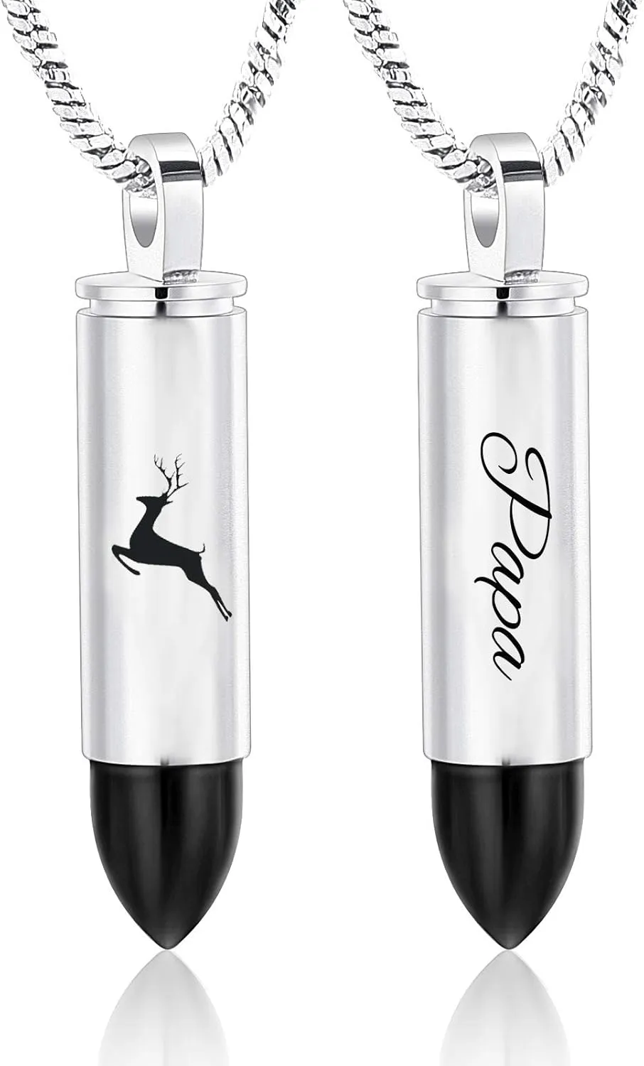 Yinplsmemory Cremation Jewelry for Ashes Locket Deer Bullet Pendant Urn Necklace for Ashes Keepsake Memorial Jewelry for Ashes for Dad Papa